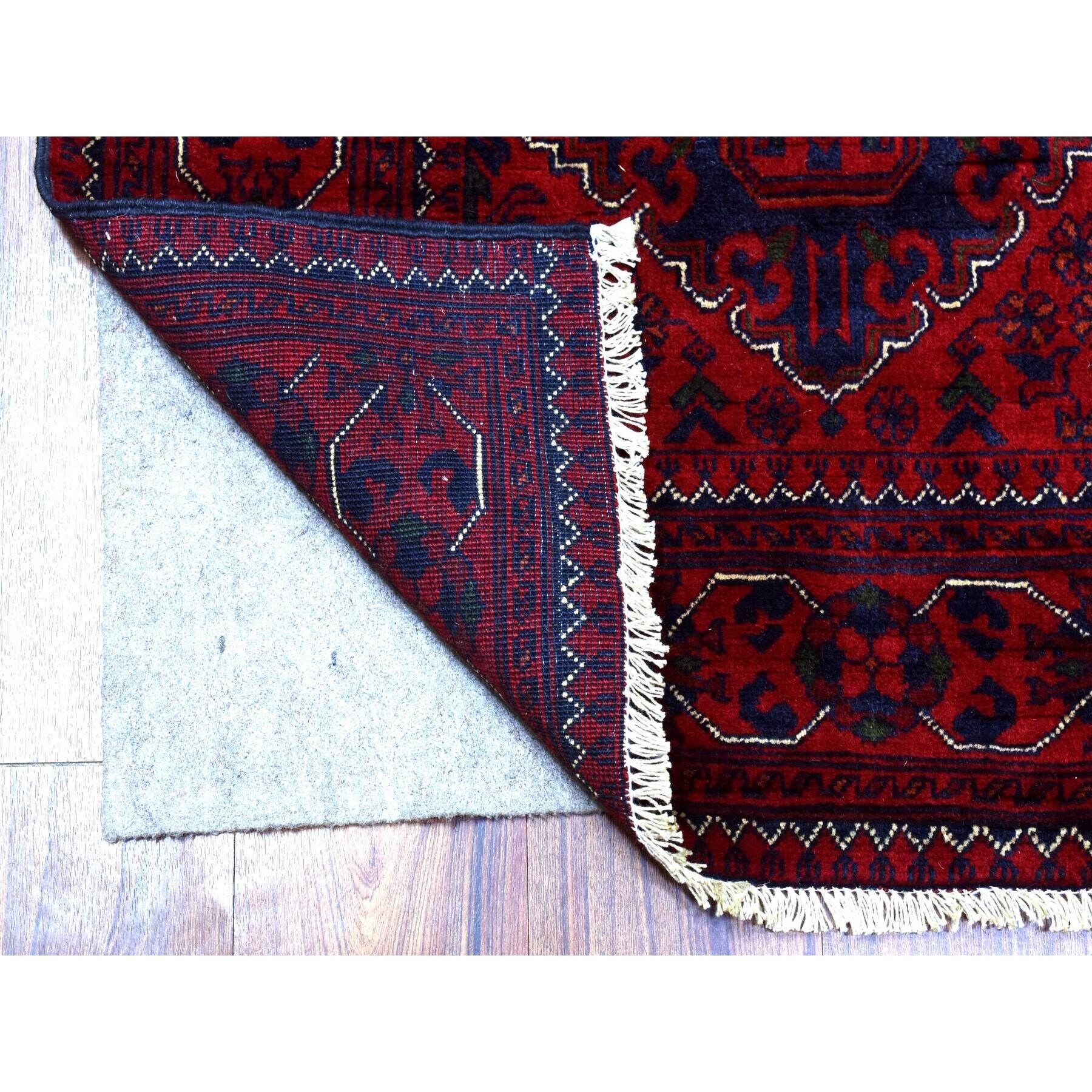 Shahbanu Rugs Deep And Saturated Red Hand Knotted Tribal Design Shiny ...